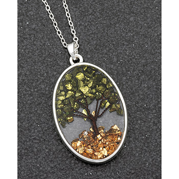 Necklace Tree of Life Oval Green